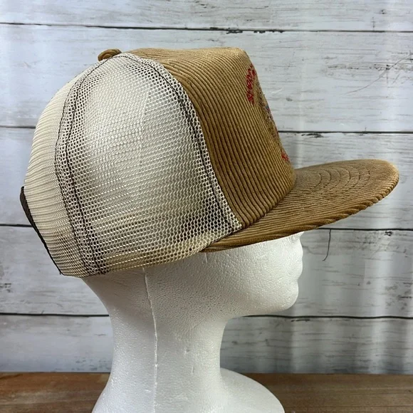 Vintage swingster corduroy support American agriculture farmer SnapBack mesh hat - Picture 3 of 8